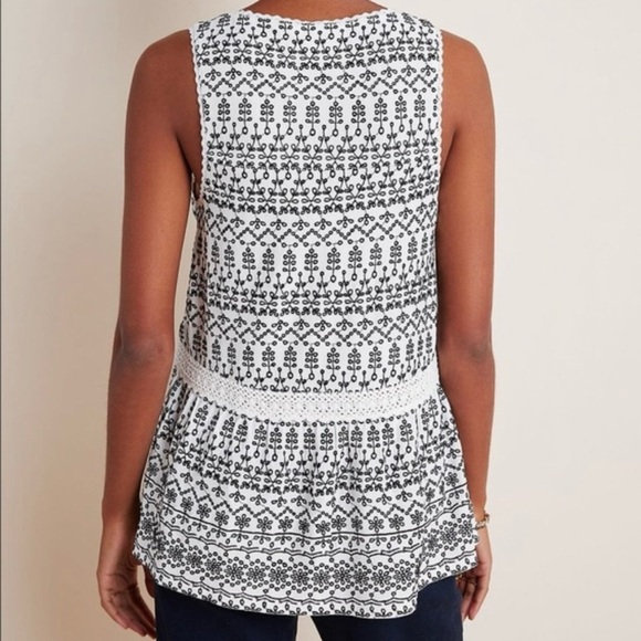 Anthropologie Maeve Embroidered Peplum Tank Top 💕 - Picture 3 of 4